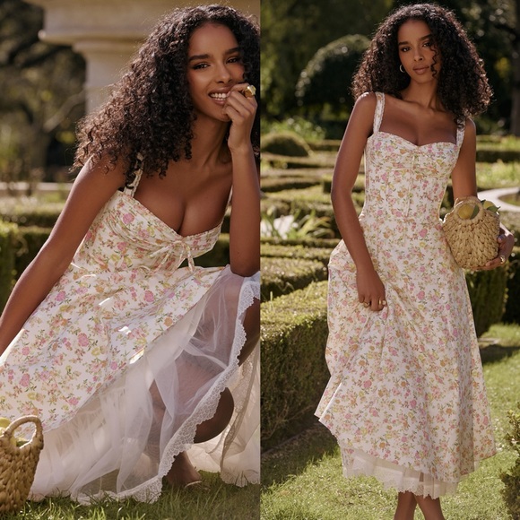 House of CB ‘Rosalee’ Ivory Meadow Print Cotton Bustier Sundress - Picture 5 of 5